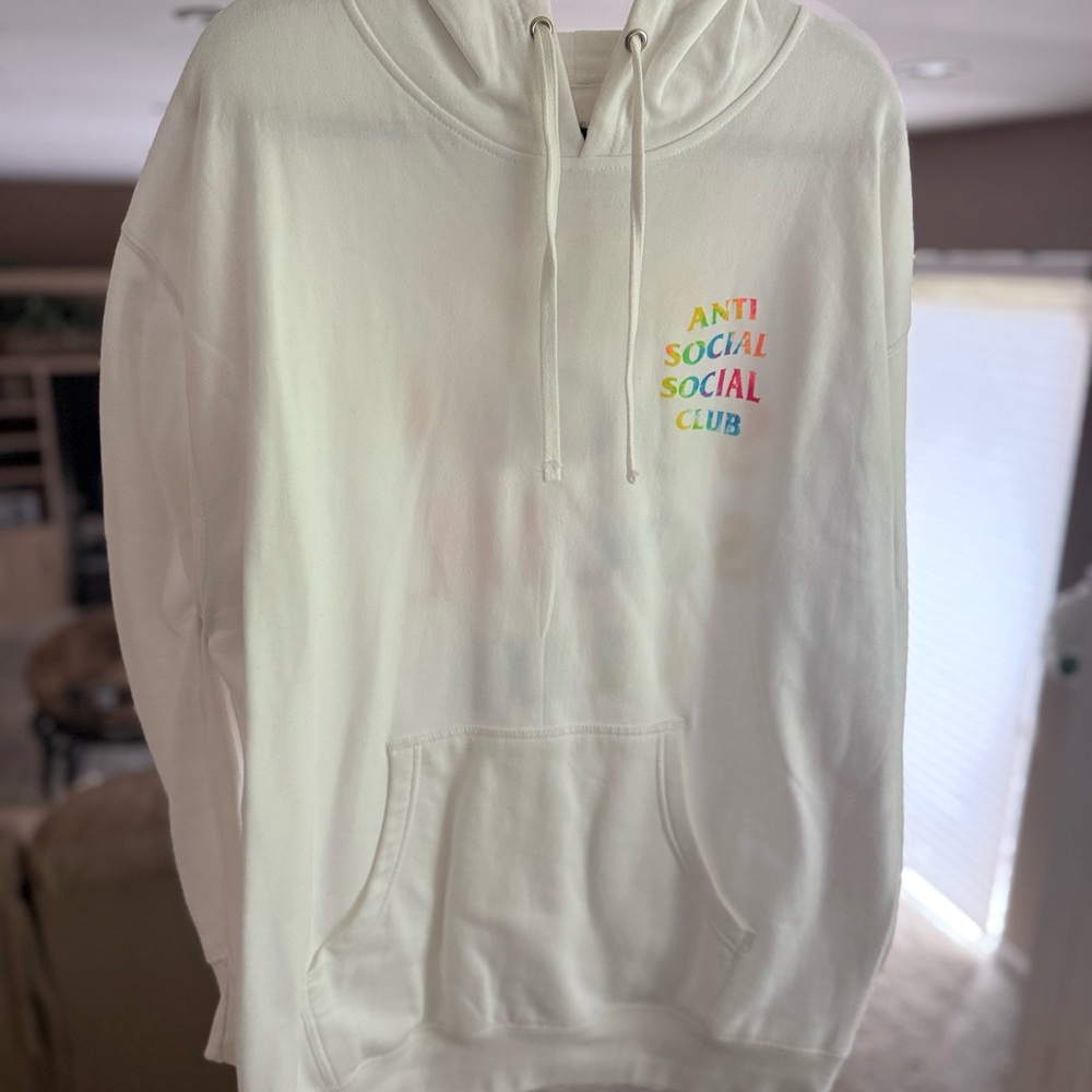 Anti Social Social Club Cream Hoodie with Multicolor Logo